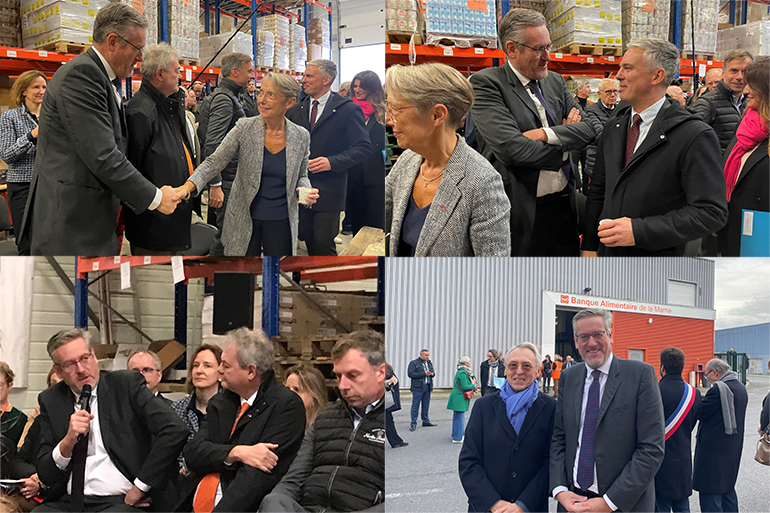 Déplacement d'Elisabeth Borne - Banque alimentaire de la Marne