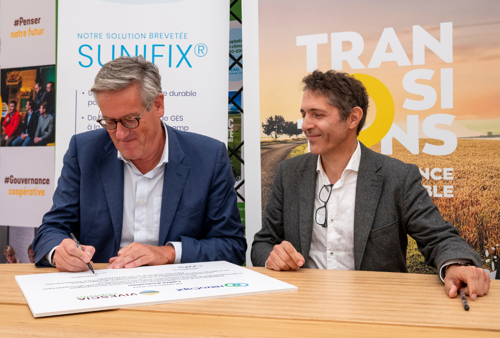 Christoph Büren (Président, Groupe VIVESCIA, à gauche) et Gustaf Forsberg (CEO – NitroCapt) ont officialisé ce partenariat le 6 septembre dernier, à l’occasion de la foire de Châlons-en-Champagne © Axel Coeuret - VIVESCIA